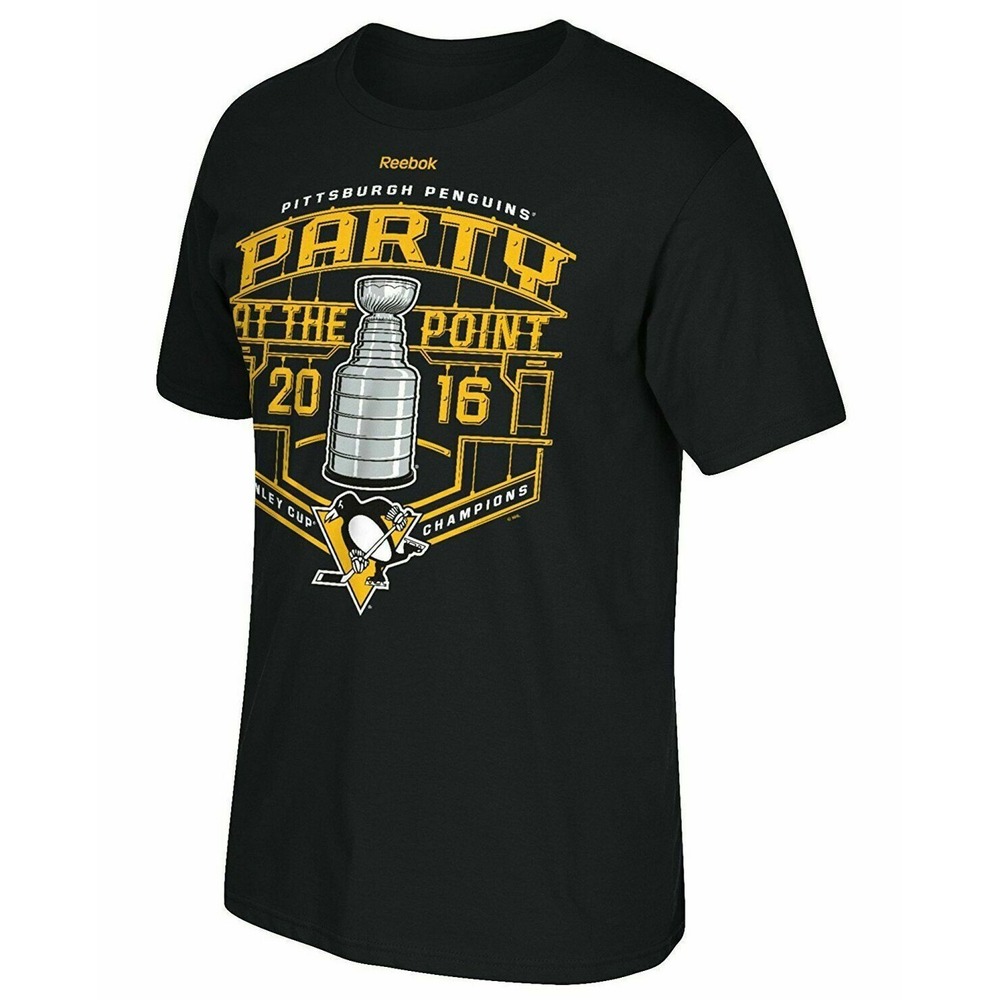 Reebok Pittsburgh Penguins‎ T Shirt Sz M 2016 Stanley Cup Champs Party at Point